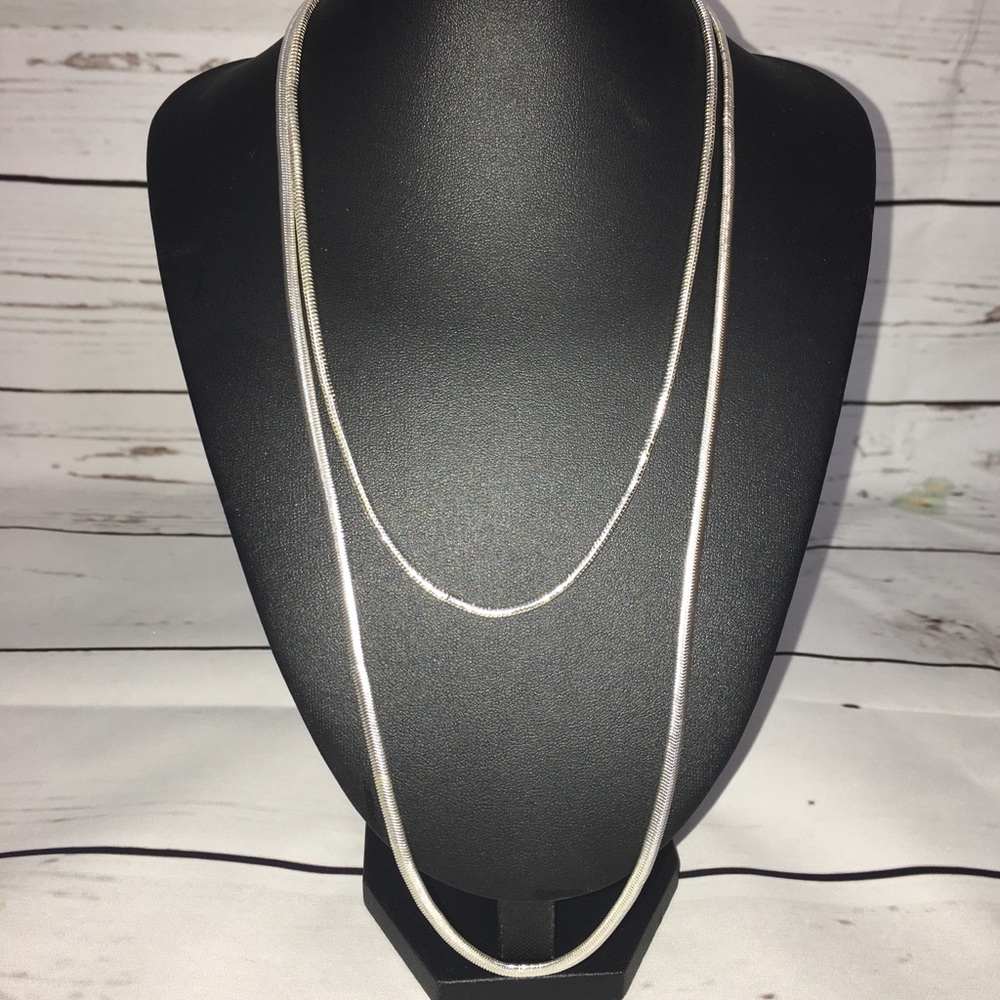 Luv Aj Silver Cascading Snake Chain Necklace - Picture 2 of 6